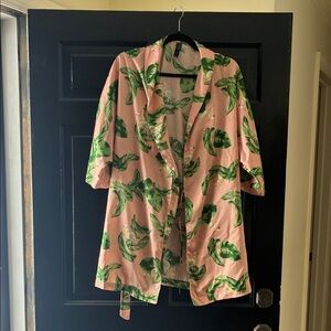 The Webster at Target Pink and Green Leaf Print Robe